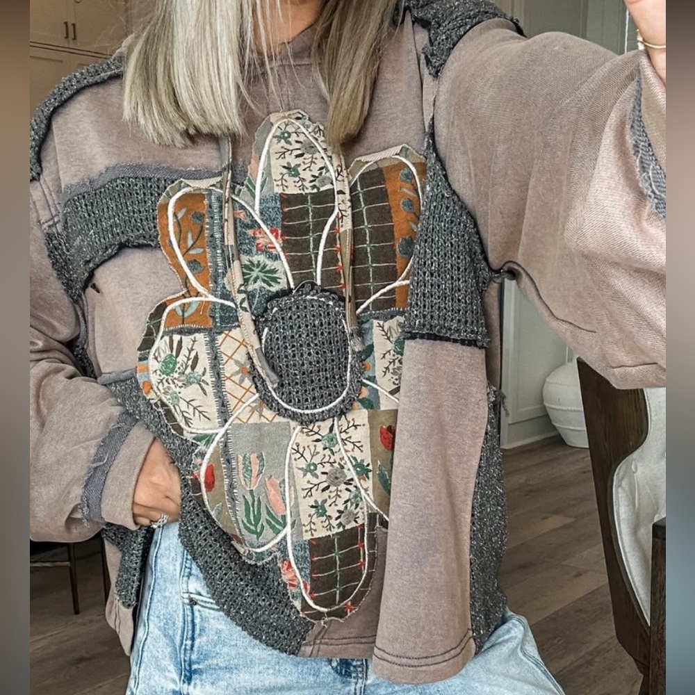 POL Boho Patchwork French Terry Hoodie(copy)